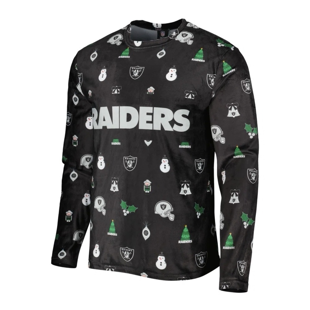 Raiders Las Vegas Men's XL FOCO Black Holiday Long Sleeve Shirt NFL Football